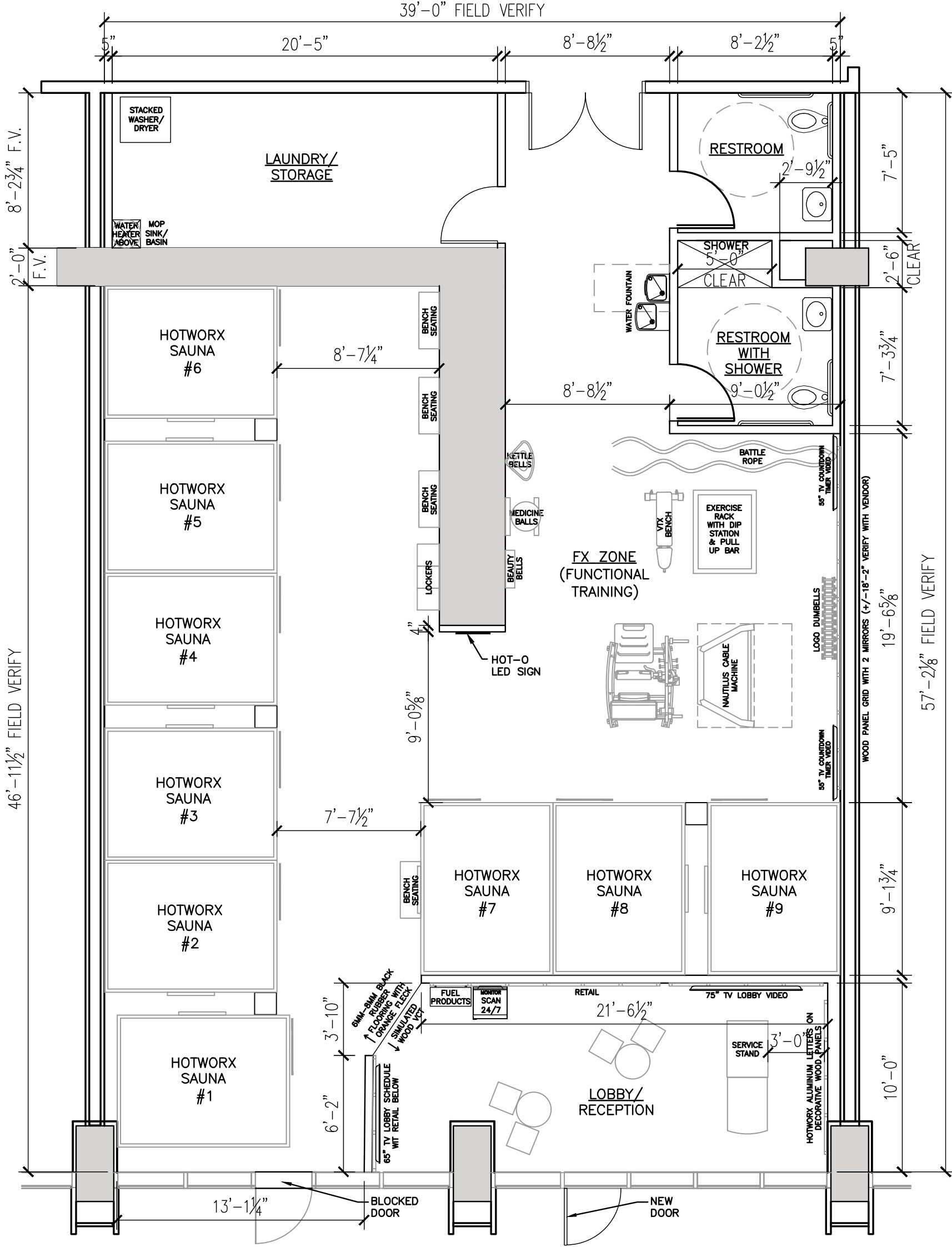 HOTWORX HI0003 Honolulu preliminary schematic floor plan — 2,356 sqft